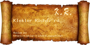 Klekler Richárd névjegykártya
